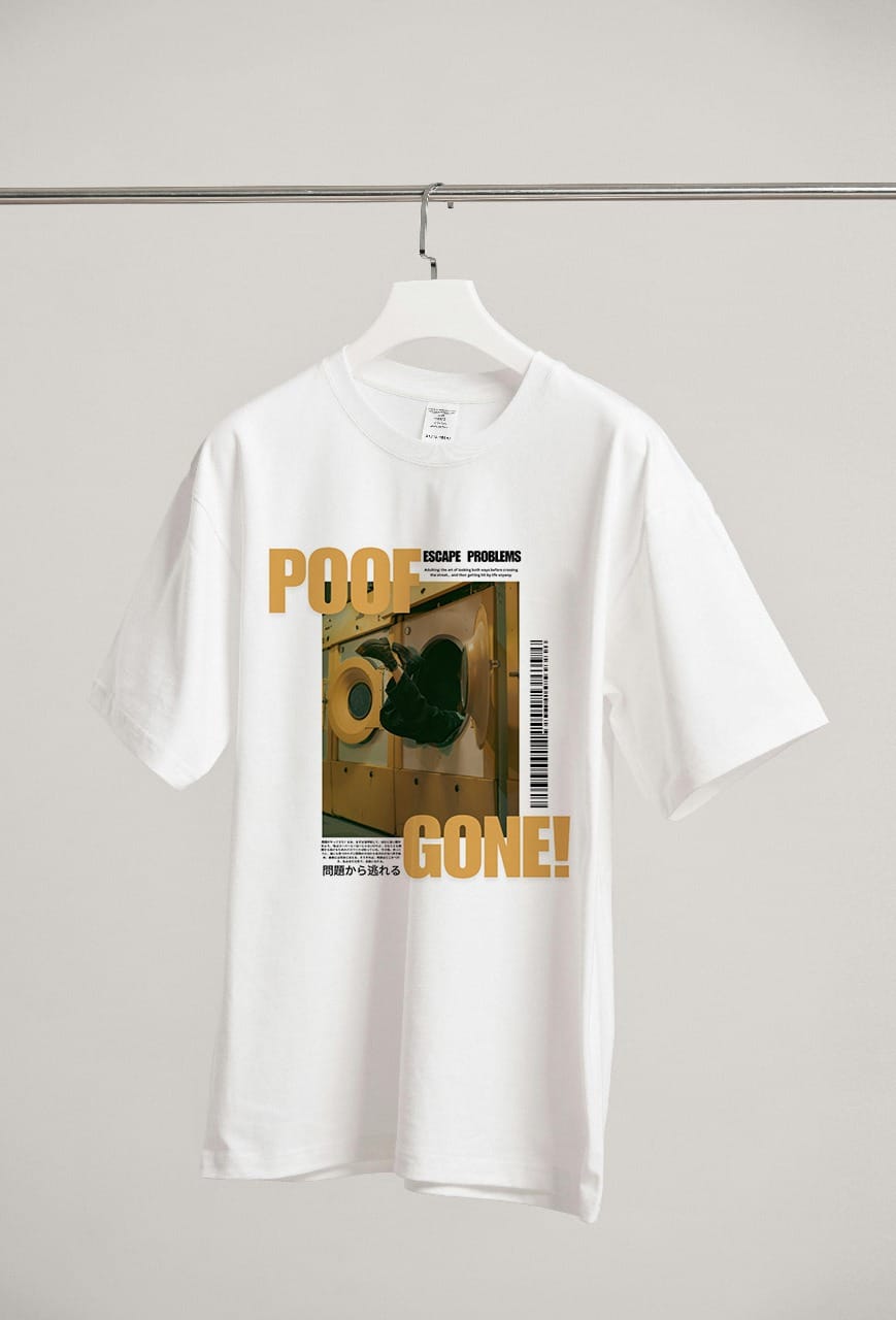 Poof Gone - White Oversized T shirt